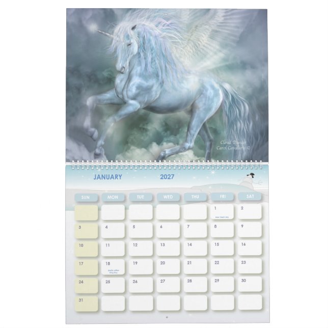 Calendário 2011 da arte dos unicórnios (Jan 2027)
