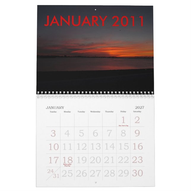 CALENDÁRIO 2011 DE IMAGENS DO NASCER DO SOL (Jan 2027)