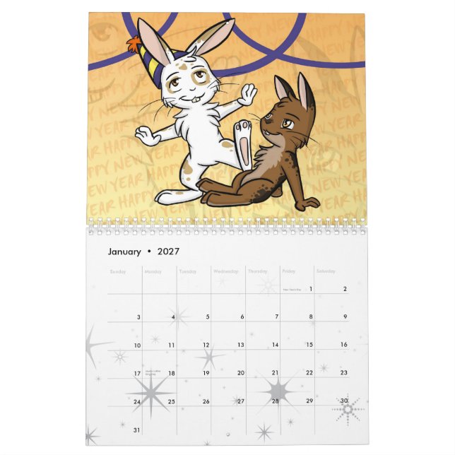 Calendário 2012 da arte dos desenhos animados (Jan 2027)