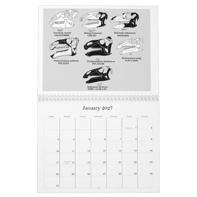 CALENDÁRIO 2012 DO CRÂNIO DO HADROSAUR (Jan 2027)