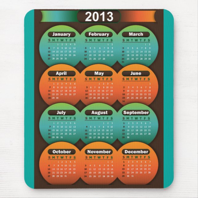 Calendário 2013 de Mousepad (Frente)