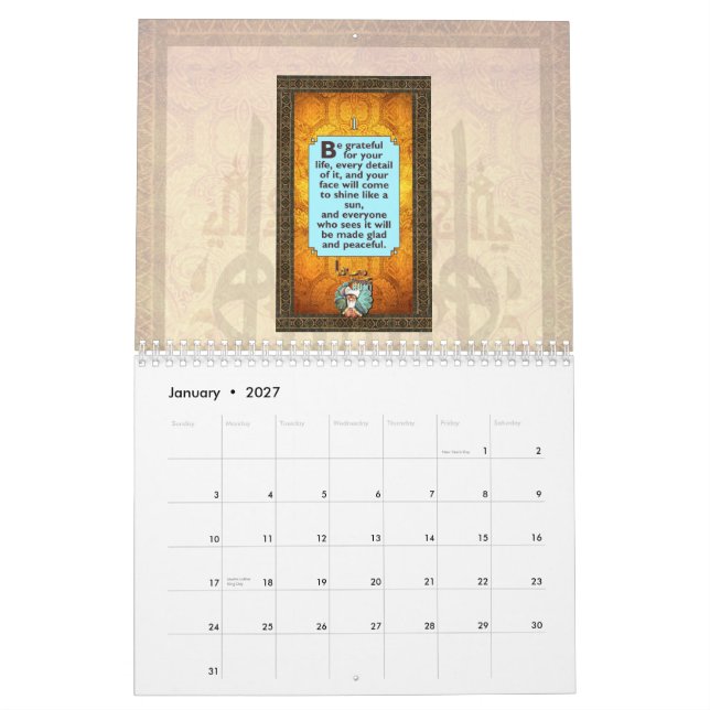 Calendário 2013 de RUMI com poemas uplifting do (Jan 2027)