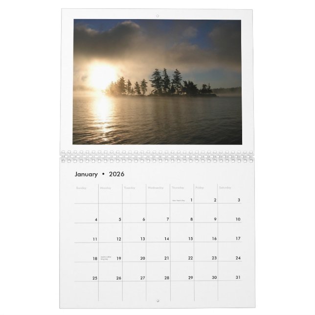 Calendário 2013 do lago Raquette (Jan 2026)