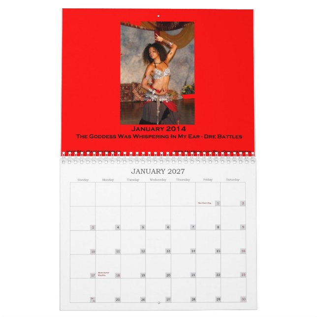 Calendário 2014 da foto da dança do ventre (Jan 2027)