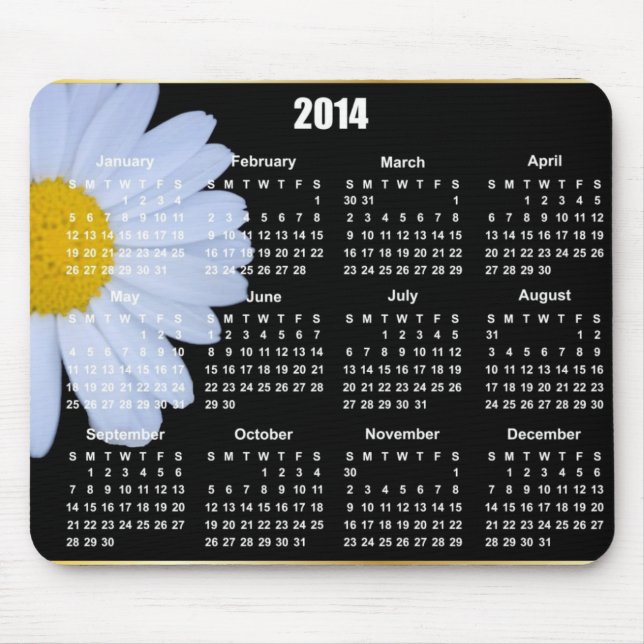 calendário 2014 da margarida Mousepad (Frente)