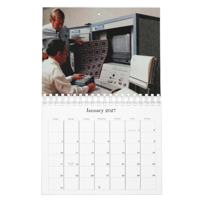 Calendário 2014 da tecnologia do vintage (Jan 2027)