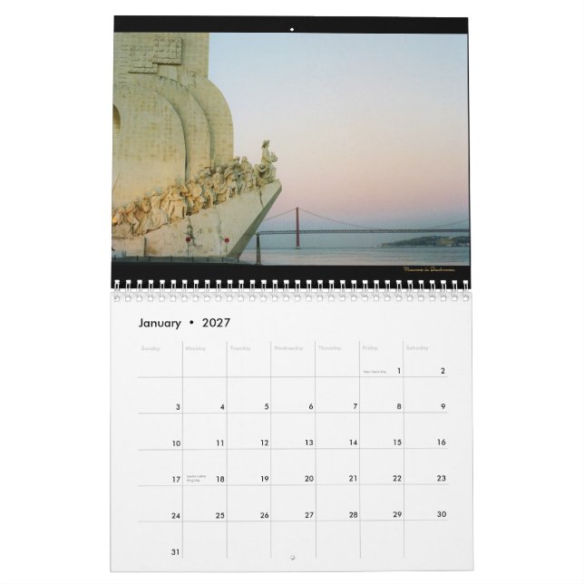 Calendário 2014 de Lisboa, Portugal (Jan 2027)