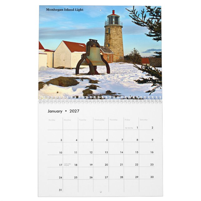 calendário 2014 do farol de LighthouseGuy.com (Jan 2027)