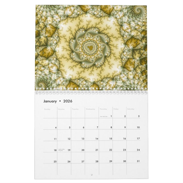 Calendário 2014 do Fractal de Mandelbrot (Jan 2026)