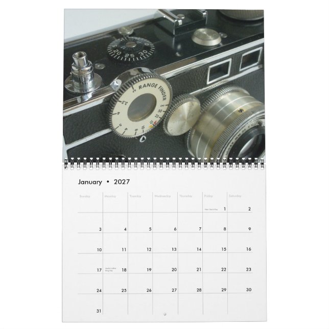 Calendário 2015 das câmeras do vintage (Jan 2027)