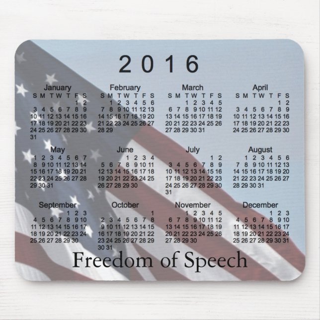 Calendário 2016 da liberdade por Janz Mousepad (Frente)