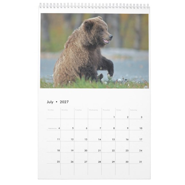 Calendário 2016 de parede dos animais selvagens - (Jul 2027)