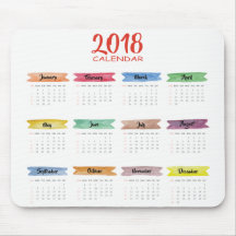 Calendário 2018 da aguarela | Mousepad