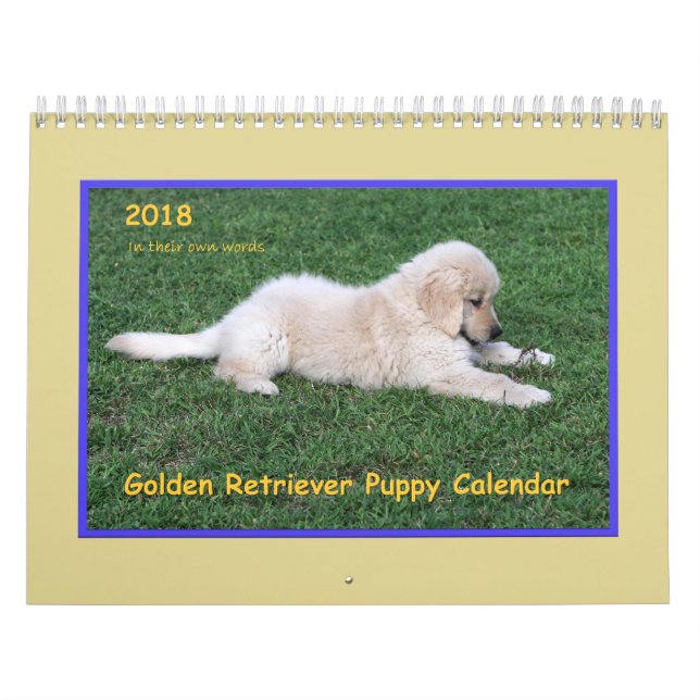 Calendário 2018 do filhote de cachorro do golden (Capa)