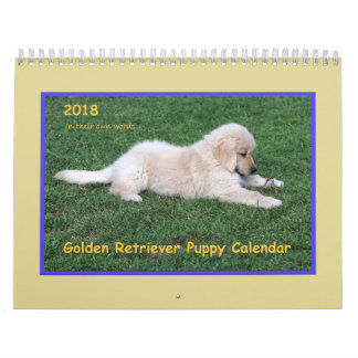 Calendário 2018 do filhote de cachorro do golden