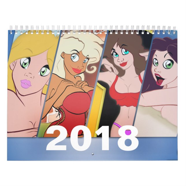 Calendário 2018 do Pin-Acima dos desenhos animados (Capa)