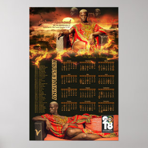 Calendário 2018 do poster do memorial de