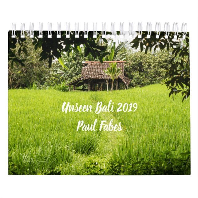 Calendário 2019 despercebido da foto de Bali (Capa)