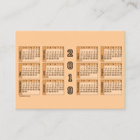 Calendário 2019 do pêssego pelo cartão de visita