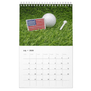 Calendário 2020 para golfista com bola de golfe e