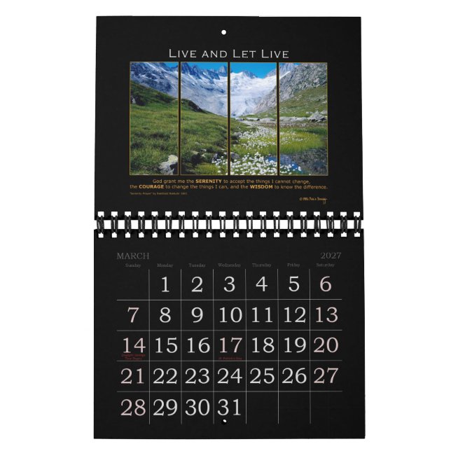 Calendário 2021 Serenity Prayer God Grant Cote Recovery (Mar 2027)