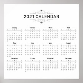 Calendário 2021 Simples E Elegante | POSTER