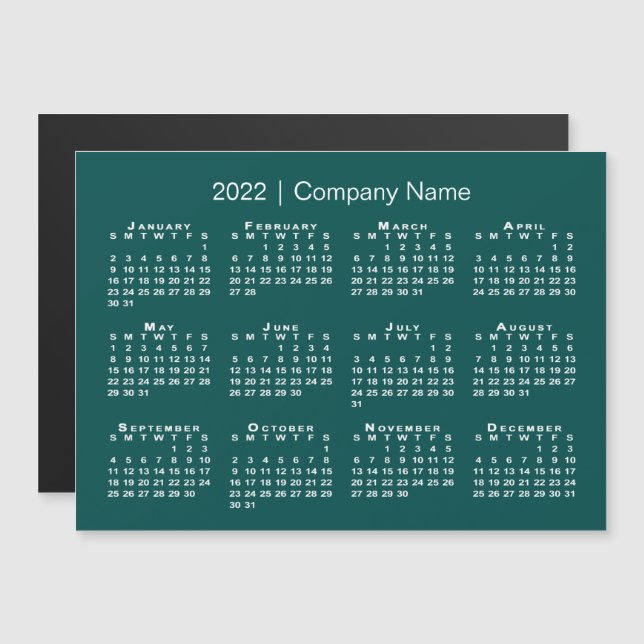 Calendário 2022 com nome da empresa Blue Green Mag (Frente/Verso)