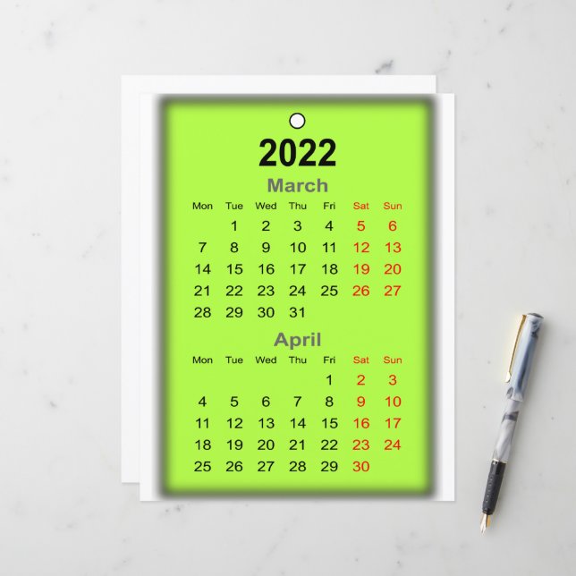 Calendário 2022 Impressão de abril.. (Frente/Verso In Situ)