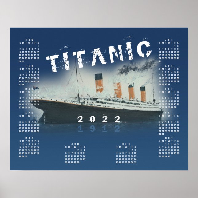 Calendário 2022 RMS Titanic Poster Azul (Frente)