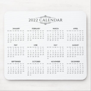 Calendário 2022 Simples E Elegante Mousepad
