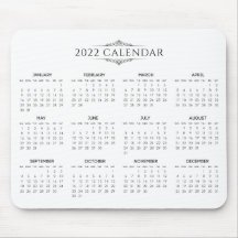 Calendário 2022 Simples, Mas Elegante | Mousepad