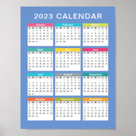 Calendário 2023 bonito e colorido | POSTER