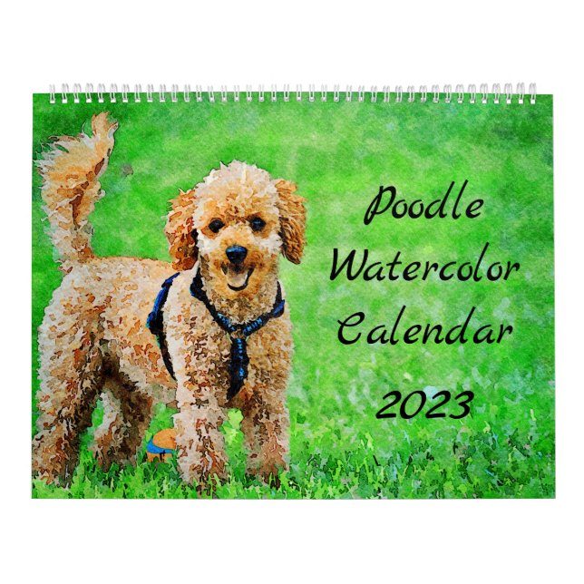 Calendário 2023 Cães-Poodle Poodles Poodles Mola-Aquarela Poo (Capa)