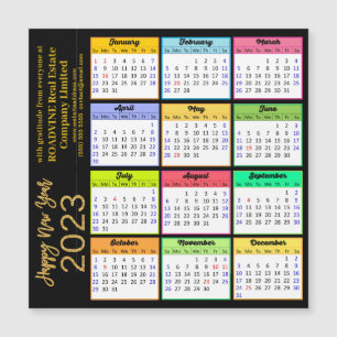 Calendário 2023 Escrito Dourado Moderno Magnet