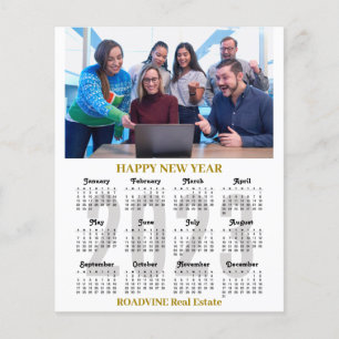 Calendário 2023 Negócios Moderno Dourado Preto