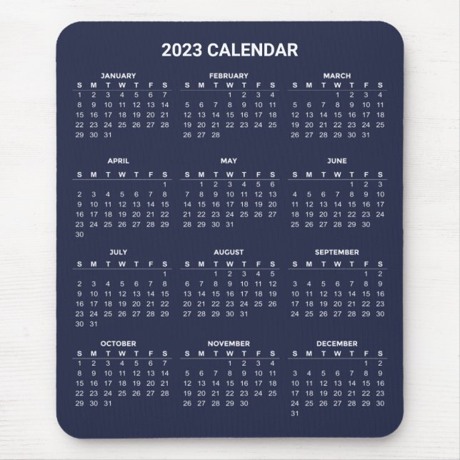 Calendário 2023 Simples E Elegante | Mousepad (Frente)