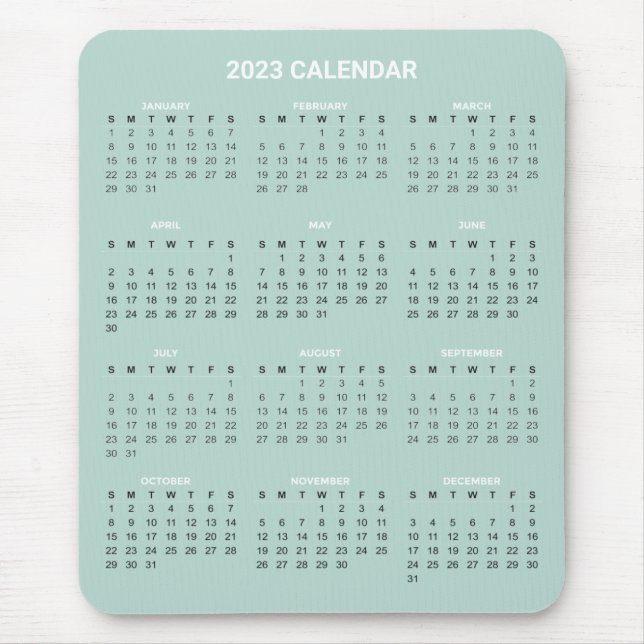 Calendário 2023 Simples E Elegante | Mousepad (Frente)