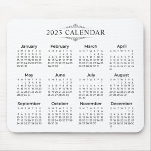 Calendário 2023 Simples E Elegante   Mousepad