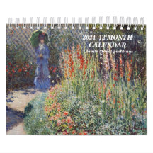 2024 12 MONTH CALENDAR Claude Monet paintings