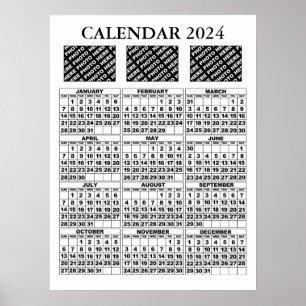 Calendário 2024 Adicionar 3 Fotos Poster Branco 18