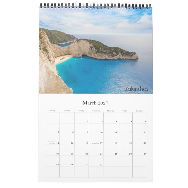 Calendário 2024 ano com fotografia do Calendário d (Mar 2027)