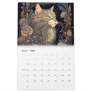 Calendário 2024 Art Nouveau Cinto Pet Cat