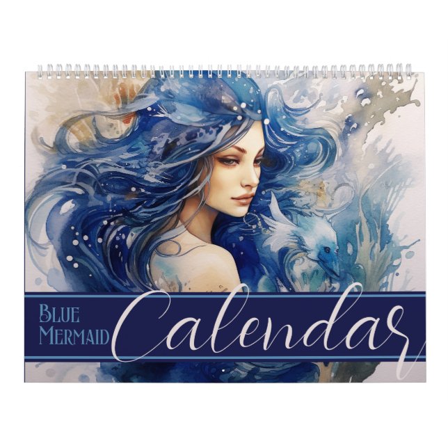 Calendário 2024 Blue Mermaid Watercolor (Capa)