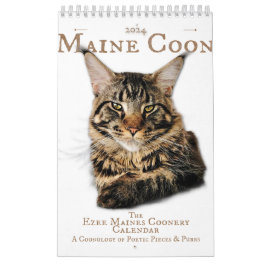 Calendário 2024 Calendar Maine Coon cats & kittens, poesia