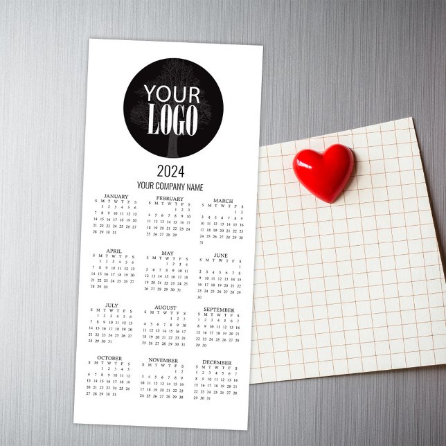Calendário 2024 Empresa Adicione seu logotipo (Business promotional calendar magnet with your logo. )