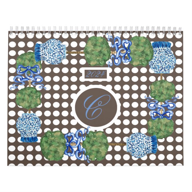 Calendário 2024 Jardim Chinoiserie Topiary Ginger Jar Jars (Capa)