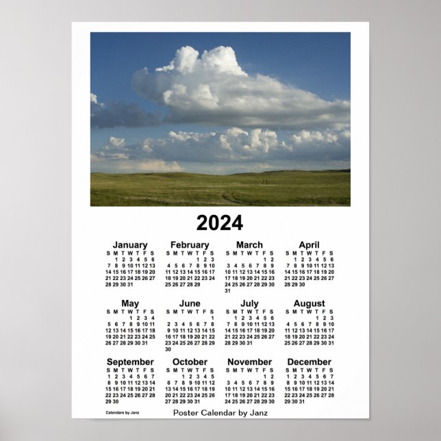 Calendário 2024 Nebraska Sandhills de Janz Poster (Frente)