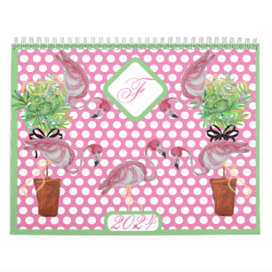 Calendário 2024 Palm Rosa Flamingo Flamingos Terra Cotta