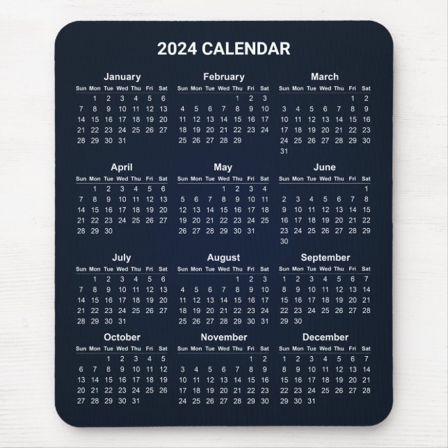 Calendário 2024 Simples, Mas Elegante | Mousepad (Frente)