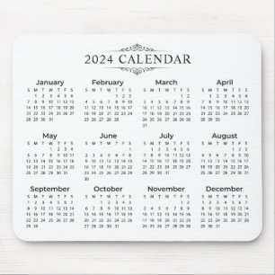 Calendário 2024 Simples, Mas Elegante Mousepad